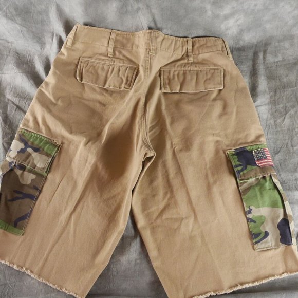 NWOT Denim & Supply Ralph Lauren Khaki W/Camo CARGO SHORTS Men's Size 29 ANB - Picture 2 of 4